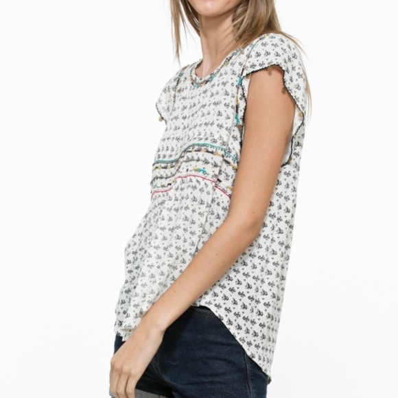 NWT Boho Embroidered Print Top Shirt - Picture 4 of 7